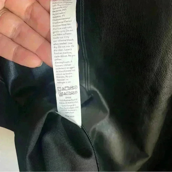 SPANX Leather Like Combo Shapewear Fitted Sheath Midi Dress in‎ Black Size M NWT - Picture 13 of 15